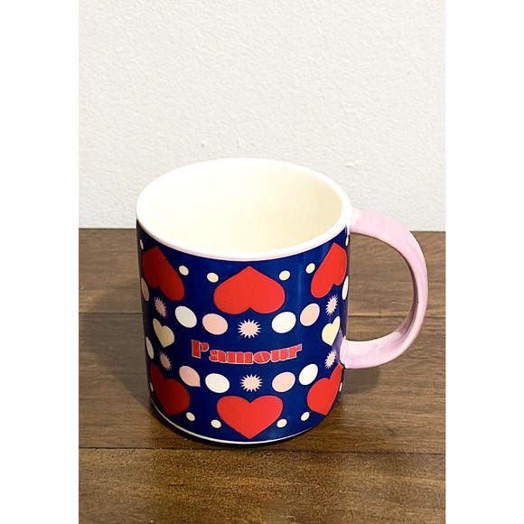 NWT: Maeve by Anthropologie - l'amour, Hearts, Ceramic Coffee Mug - Picture 2 of 5